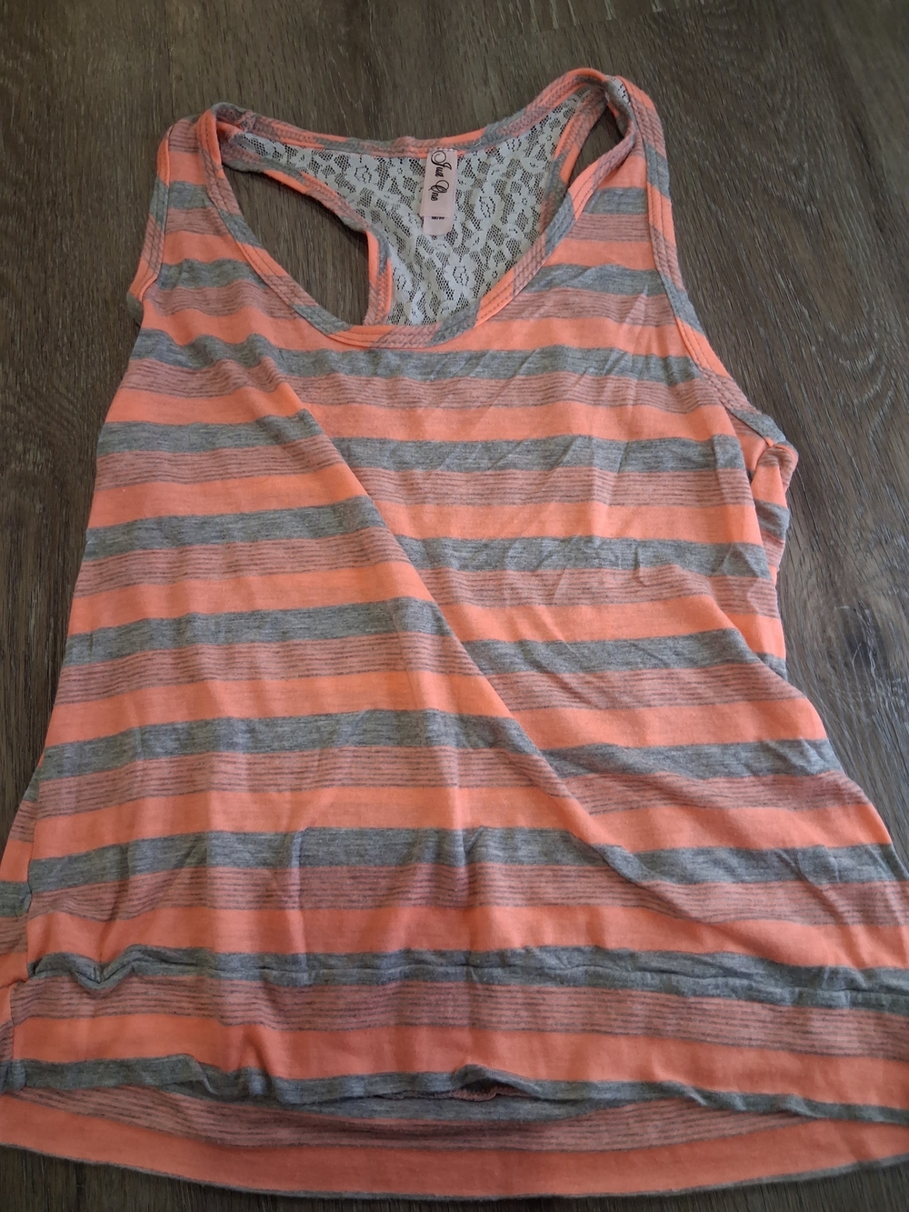Just One Striped Tank Top in Pink & Gray Size Medium